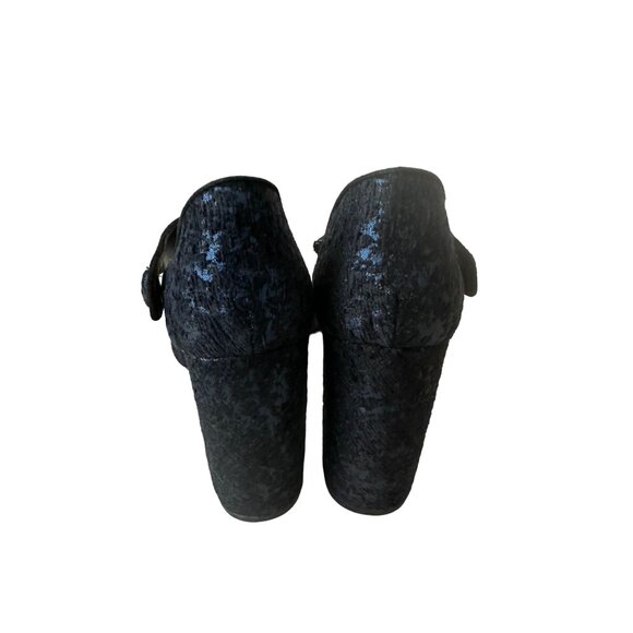 ZARA Blue Black Velvet Block Heels Size 37/ US 6.5 - Picture 9 of 9